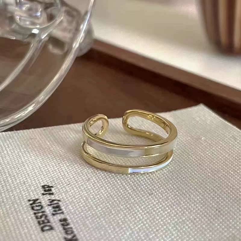 Adjustable ring, small design, light luxury European style — enamel, shell, zircon options