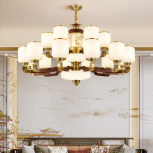 新中式吊灯全铜实木客厅吊灯中国风大气别墅禅意茶室中山灯具批发