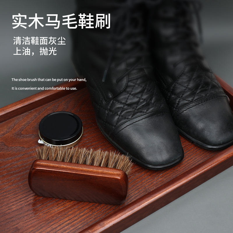 Cepillo de pelo de caballo Yingte, pulido de aceite, eliminación de polvo, cepillo de zapatos de cuero de piel suave, cepillo de limpieza de melena de madera maciza para el hogar, cepillo de zapatos