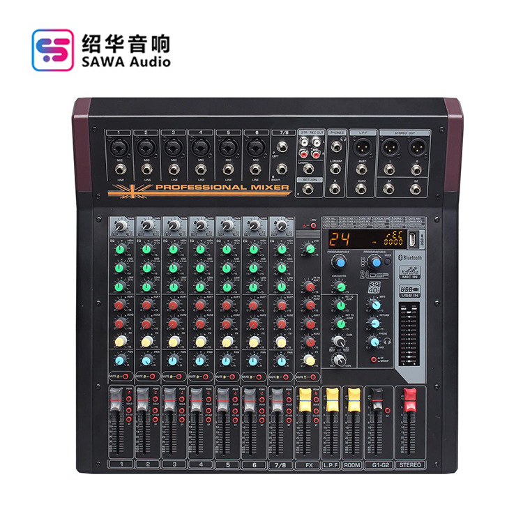 Mezclador profesional 6-24 carretera etapa banda Conferencia actividades de rendimiento al aire libre USB Bluetooth DJ efecto Mezclador
