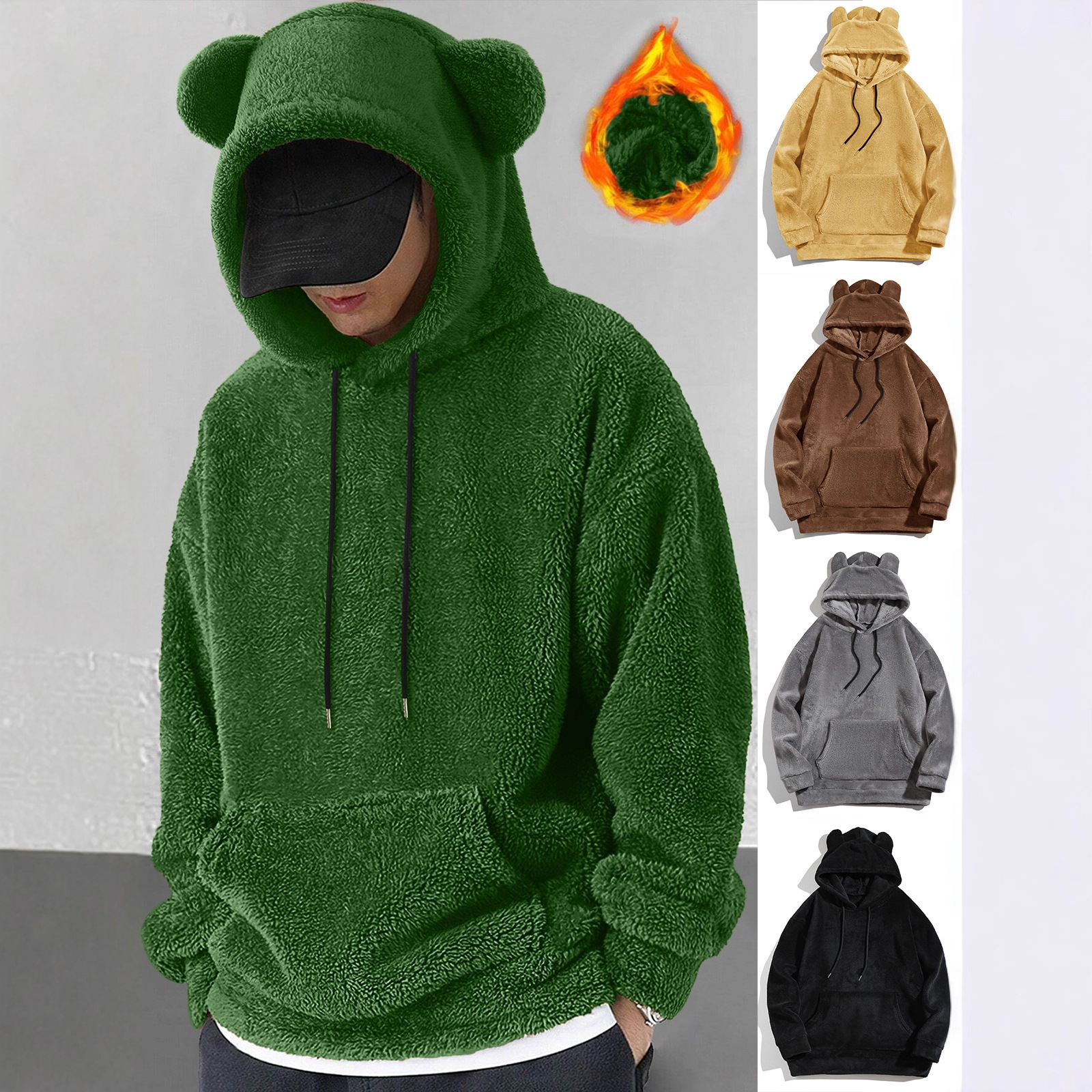 Aliexpress transfronterizo otoño y invierno gran tamaño encapuchado hombre casual personalidad de moda chaqueta de coral chaqueta w chaqueta de hombre