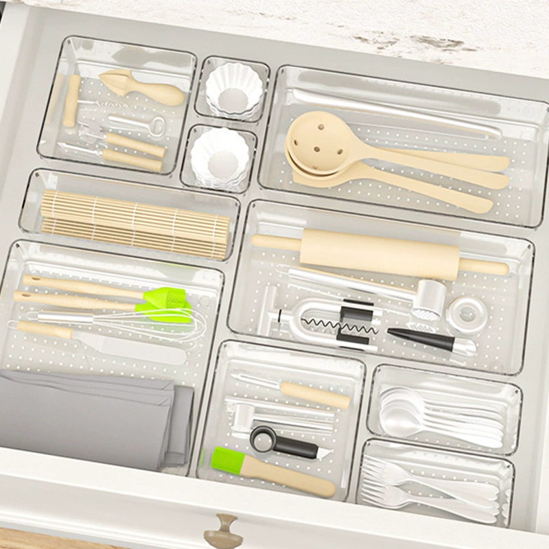 Transparent combination separate storage box built -in cosmetics debris wave dot strip box drawing drawing dressing table set