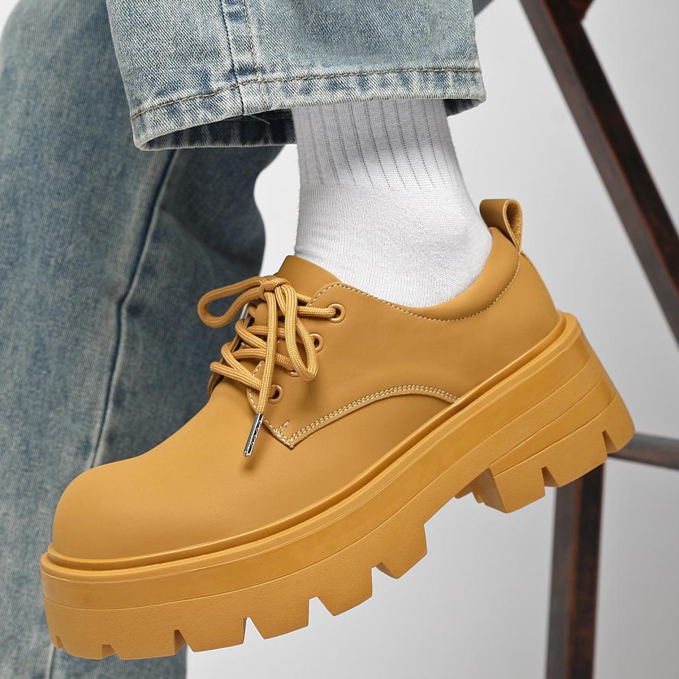 Chaussures en cuir décontractées pour hommes ShoeVault Cleanfit New Fashion Derby style britannique à gros orteil_voghion.com