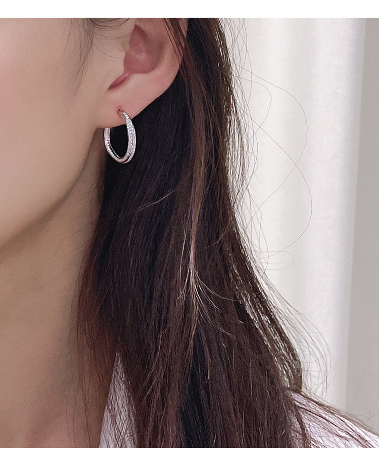 1 Pair Simple Style Geometric Solid Color Plating Sterling Silver Hoop Earrings display picture 1