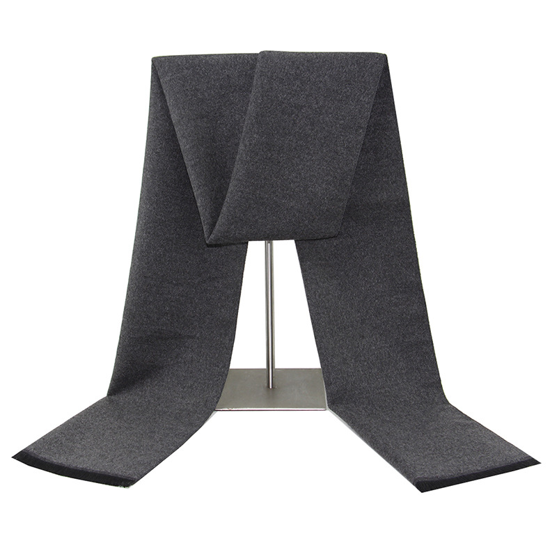 Unisex Monochrome wool scarf for men winter warm thick scarf for men embroidery pattern_voghion.com