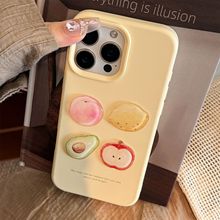 油画水果苹果16手机壳17夏日涂鸦立体iphone15promax适用14软套11