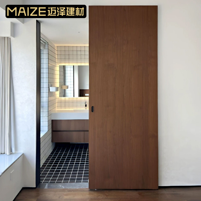 Indoor Trackless Sliding Door, Invisible Ghost Door, Wooden Sliding Bookshelf Door, Bus Door, Kitchen and Closet Invisible Door