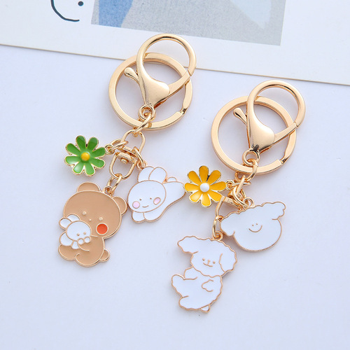 Korean INS cartoon bear rabbit keychain ornament sister-in-law keychain gift creative couple bag accessory