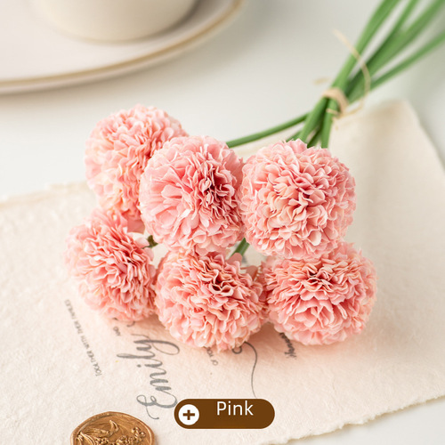 Simulation Hydrangea Plastic Scentless Violet Small Ball Chrysanthemum Fake Flower Material Floral Arrangement Wedding Decoration Flower Ping Pong Chrysanthemum Artificial Flower 
