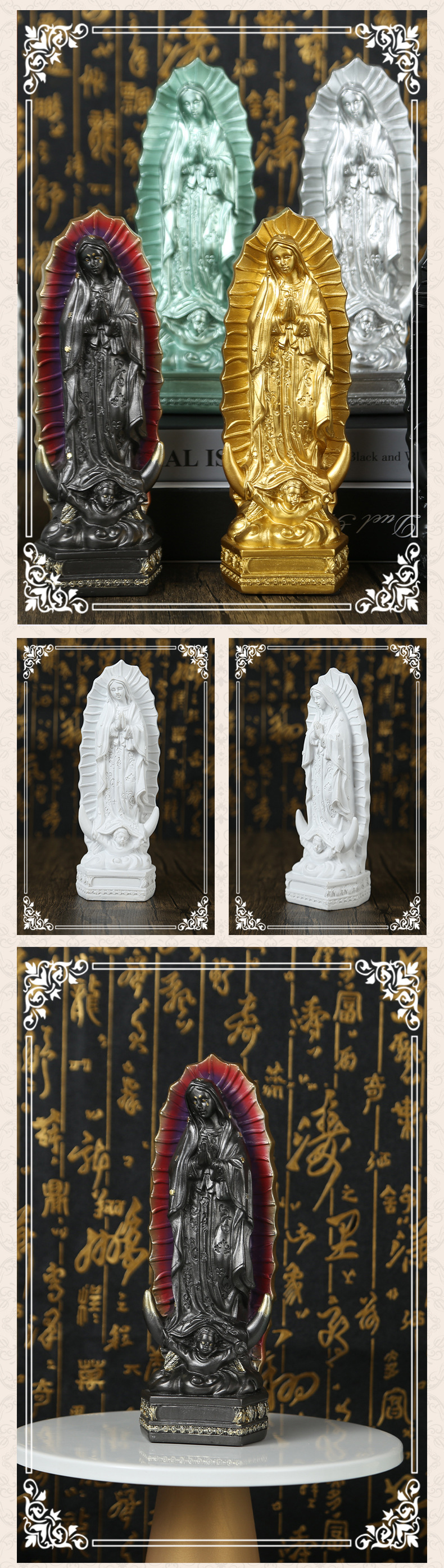 410g Weight Daily Occasion Resin Material Solid Color Mexican Statue Decoration Religious Indoor Resin Crafts