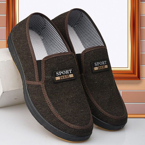 Beef sole: old Beijing cloth shoes men's board shoes light breathable canvas shoes comfortable soft work shoes