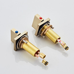 Light Luxury All-Copper Brushed Gold Three-Hole Faucet—Cold and Hot Washbasin, Bathroom Cabinet Faucet, Sink, Waterfall Faucet