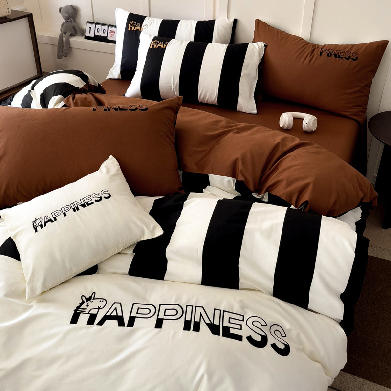 Parure de lit minimaliste en coton pur housse et drap housse_voghion.com