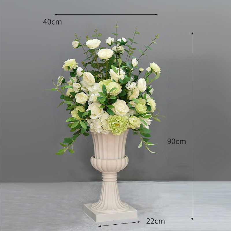 화이트 그린 로마 화분 꽃 예술