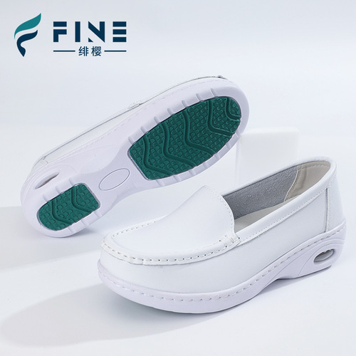 Women's Leather Nurse Shoes with Soft Sole, Non-Tiring, Breathable, Non-Foot Odor, Built-in Air Cushion, Rebounding Comfort, Medical Professional Shoes for All Seasons