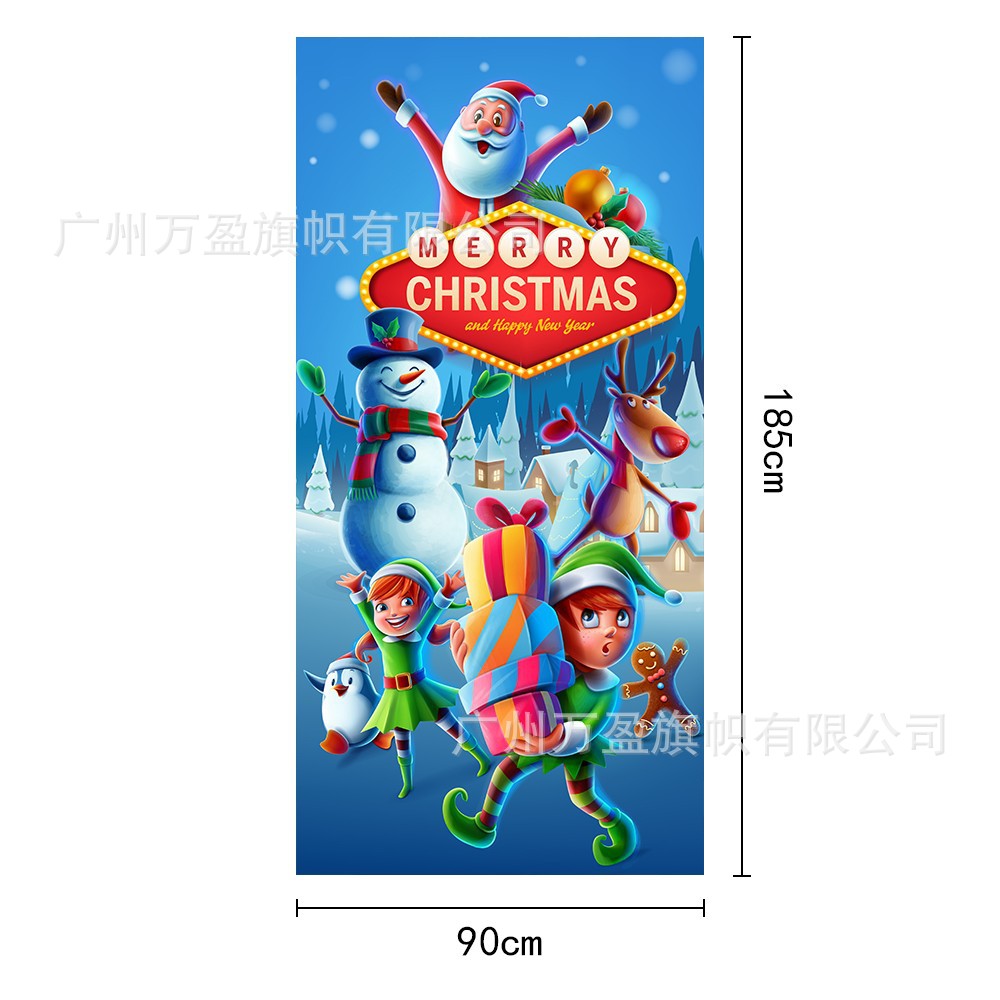 2025 nuevos productos de navidad cortina de bandera Santa Claus para ver la hoja de regalo decoración de tela colgante Bandera de bienvenida de Navidad