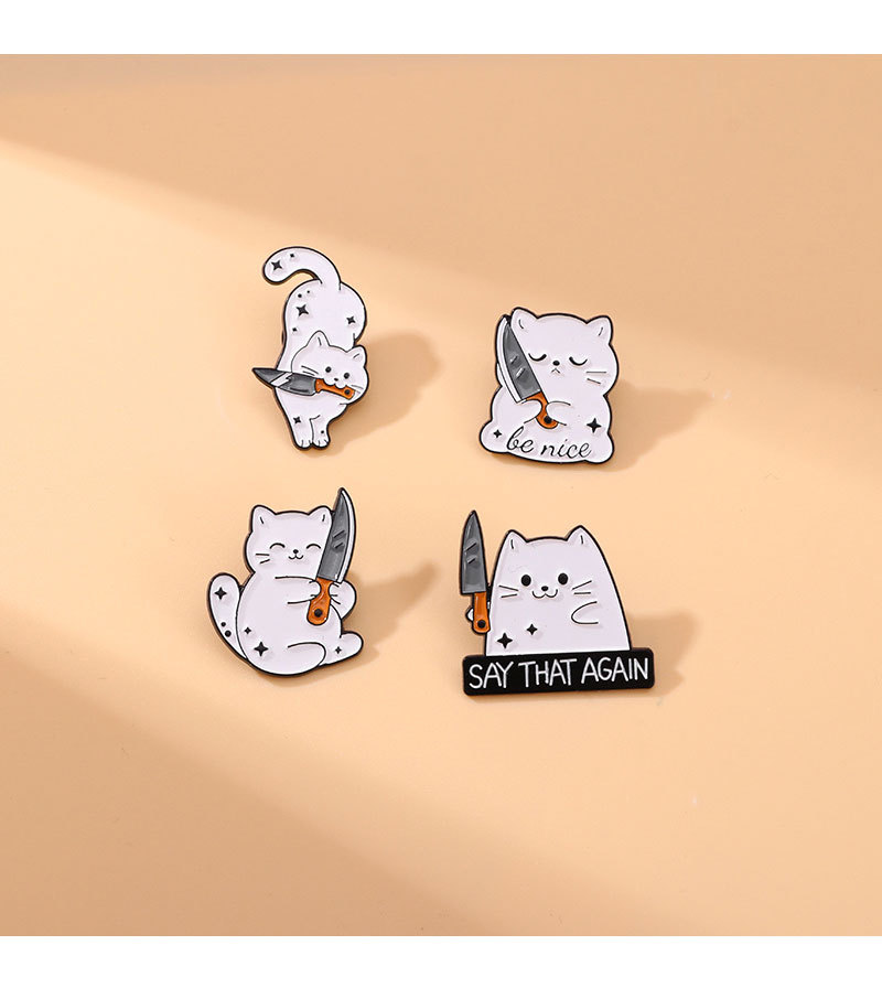 8g Weight Brooches Classification Alloy Material Letter, Cat Pattern Enamel Craft Cartoon Style Cute Sweet Pin Letter Cat Alloy Enamel Unisex Brooches 3