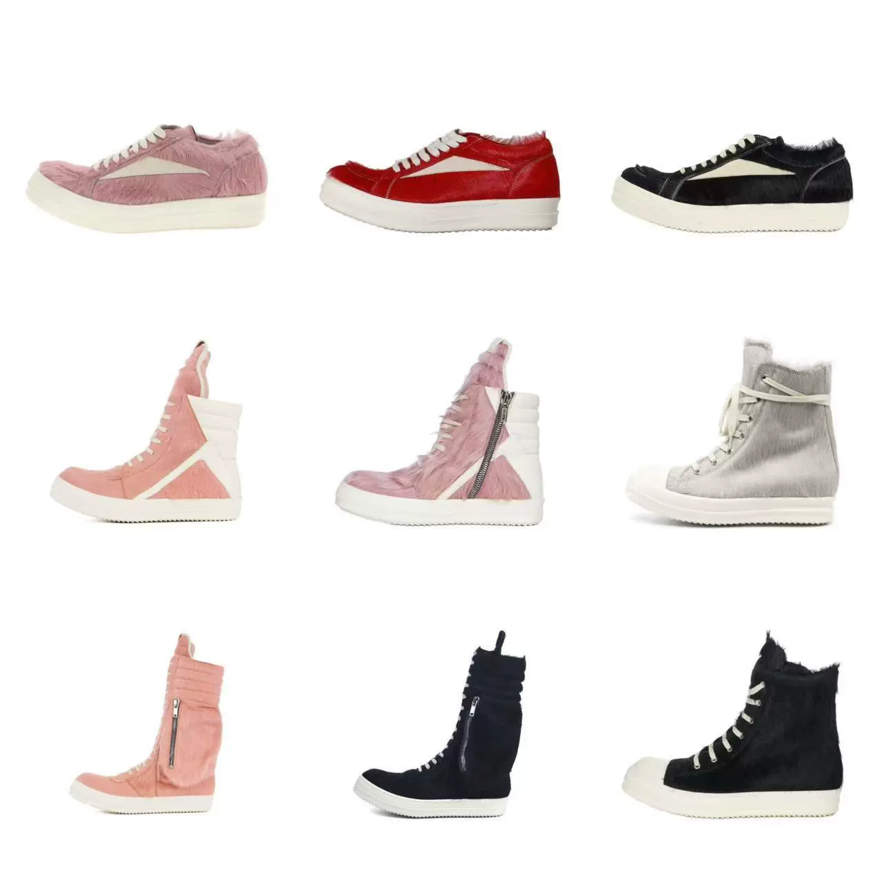 Высокие и низкие кроссовки (Rick Owens) верх из лошадиного волоса, платформа, размеры 36–48