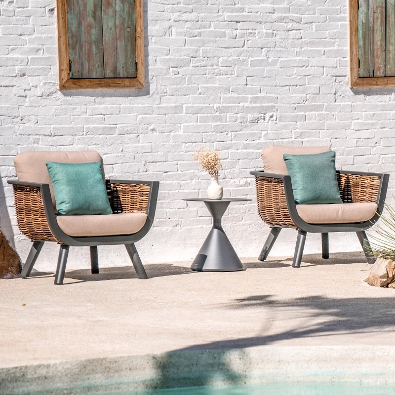 Sofá impermeable solar silla de caña Jardín al aire libre aleación de aluminio hogar combinación de caña estilo europeo ocio al aire libre