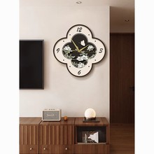 法式中古风电视背景墙挂钟2025新款客厅时钟花鸟复古创意静音钟表