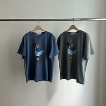 【预售】韩国东大门Dohwaji春季新款百搭宽松卡通鹦鹉印花短袖T恤