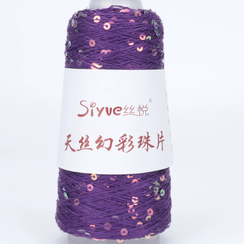 Пряжа Tencel (Siyue) с пайетками — для ручного вязания, цветная декоративная пряжа