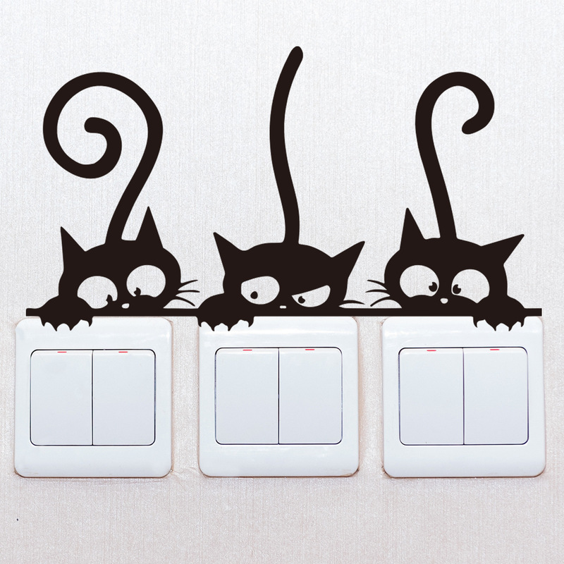 Three Cats Switch Stickers for Bathroom Toilet, Living Room, Bedroom Background Wall Stickers Muk4486P Rental House Renovation Three Cats Switch Stickers for Bathroom Toilet, Living Room, Bedroom Background Wall Stickers Muk4486P Rental House Renovation