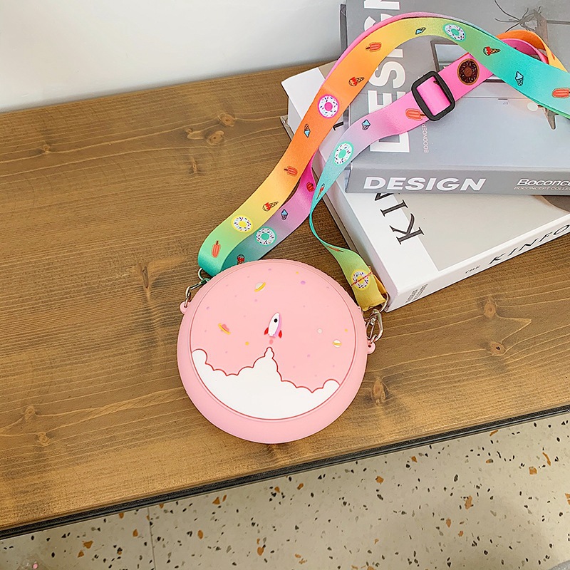 INS Nuevo Arco Iris donut mini niños niñas de silicona bolsa de mensajero del hombro de la princesa monedero bolso de las mujeres