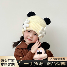 宝宝套头头帽卡通可爱毛线帽帽子毛线男女冬季加厚加萌绒毛儿童护