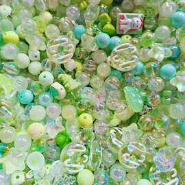 绿色系混装DIY串珠配饰亚克力手工手机链饰品材料散珠配件包挂