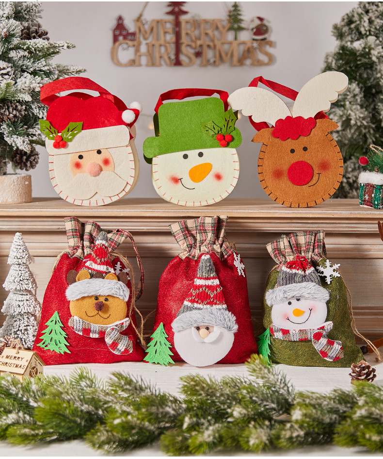 Christmas Cartoon Style Cute Santa Claus Snowman Cloth Party Festival Gift Bags display picture 2