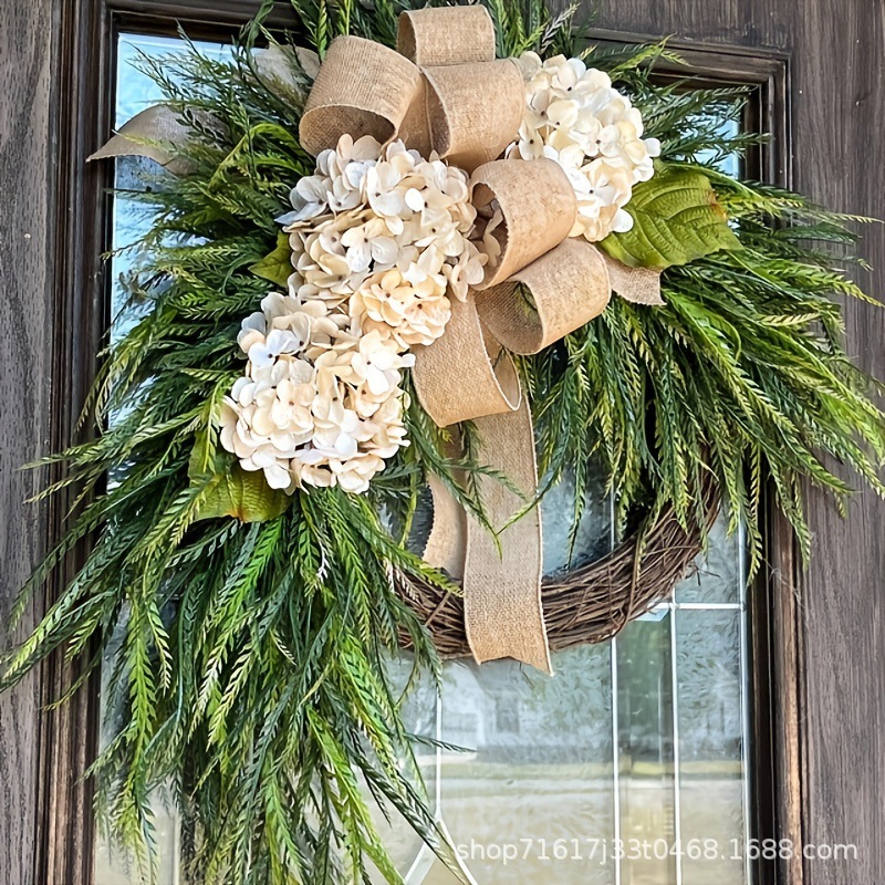 2025年秋季春香槟绣球柳叶花环跨境亚马逊Fall Hydrangea Wreaths|undefined