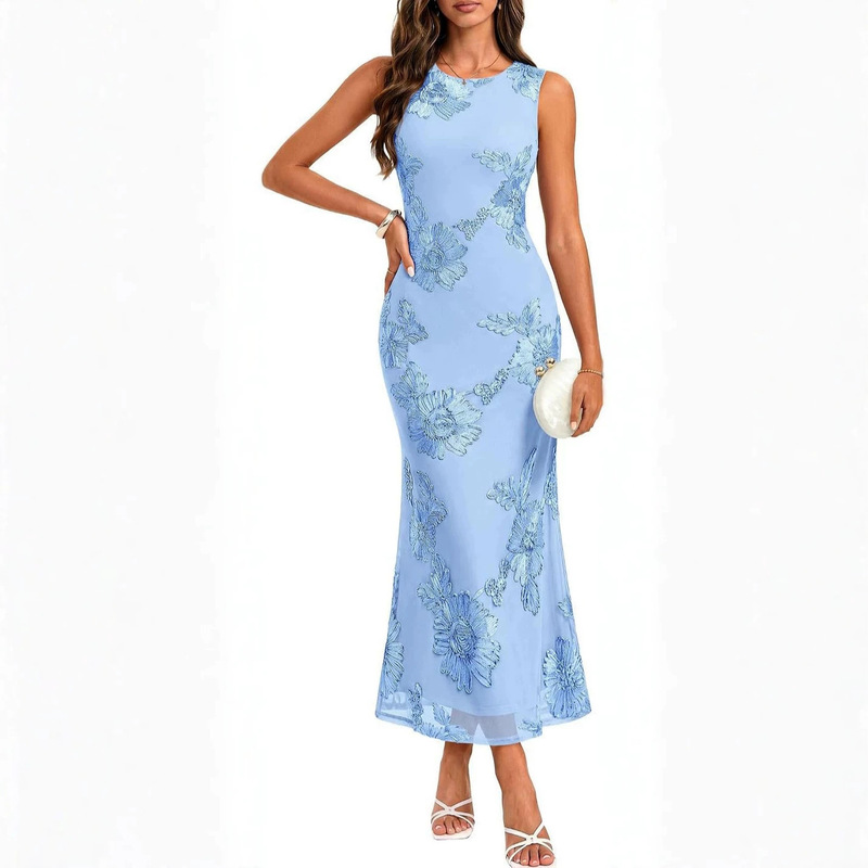 2026 New Model Export-Grade Embroidered Long Dress, Sleeveless Mermaid Silhouette, Slim Fit, Round Neck, Elegant High-Waisted Dress 2026 New Model Export-Grade Embroidered Long Dress, Sleeveless Mermaid Silhouette, Slim Fit, Round Neck, Elegant High-Waisted Dress