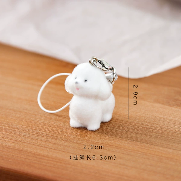 Cute dog flocked key chain/Bichon Frize