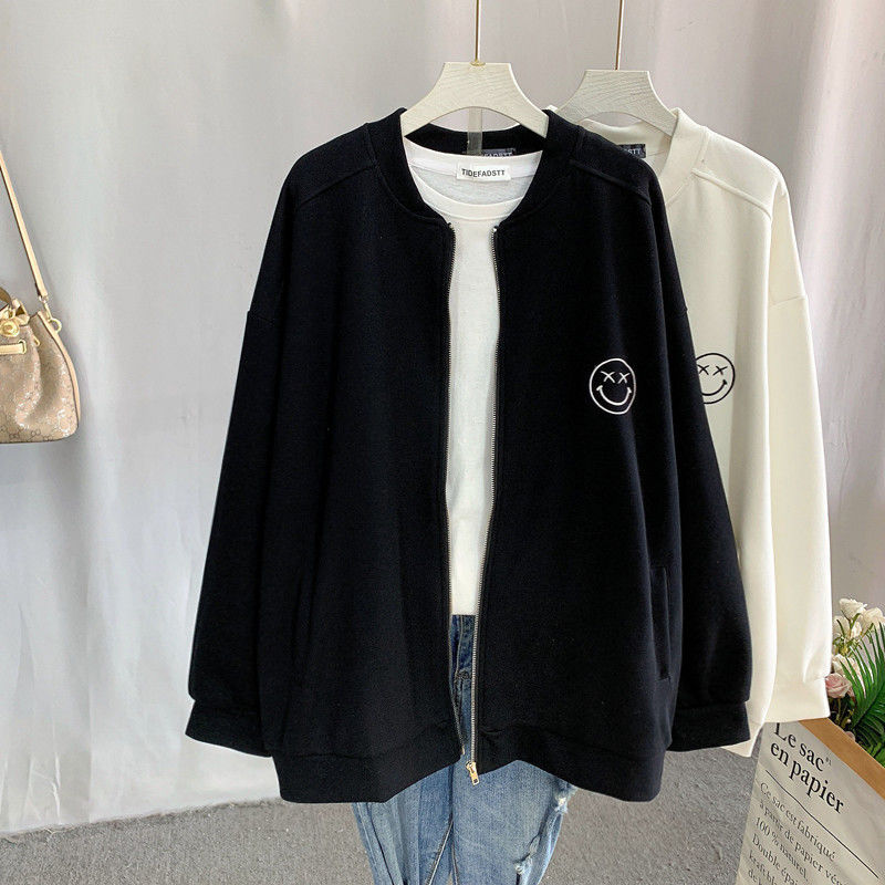 Extra Large Size 1.00 kg-150.00 kg Cardigan Sweatshirt Women's 2022 Spring and Autumn Chubby Girls New Loose Coat Tops Trendy