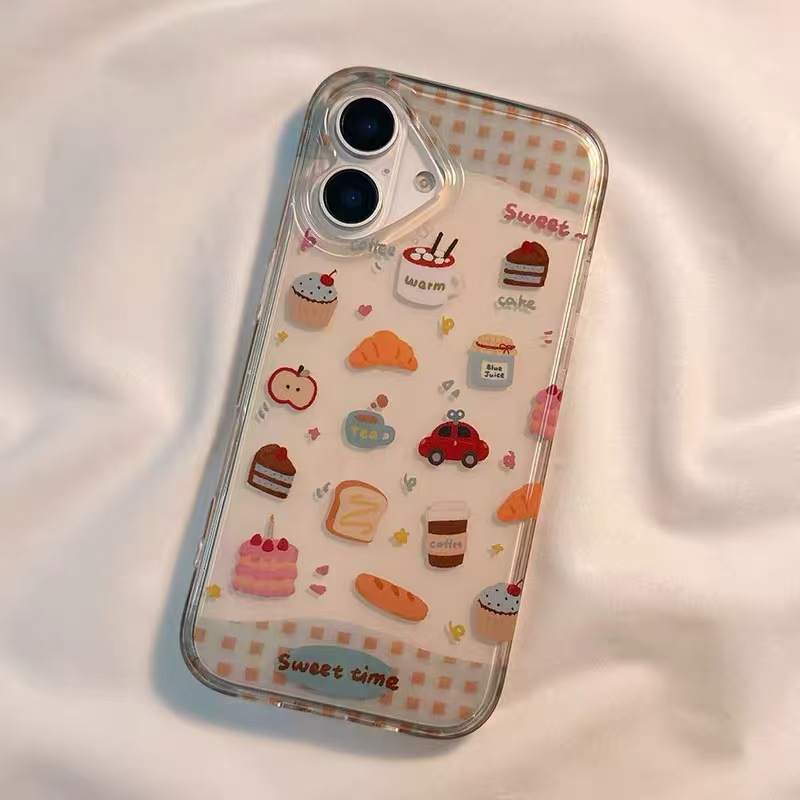 Xiaozhong ins pastel pan ilustración aplicable iphone16ProMax pulsera 14 Apple 15P funda para teléfono móvil 13 mujer