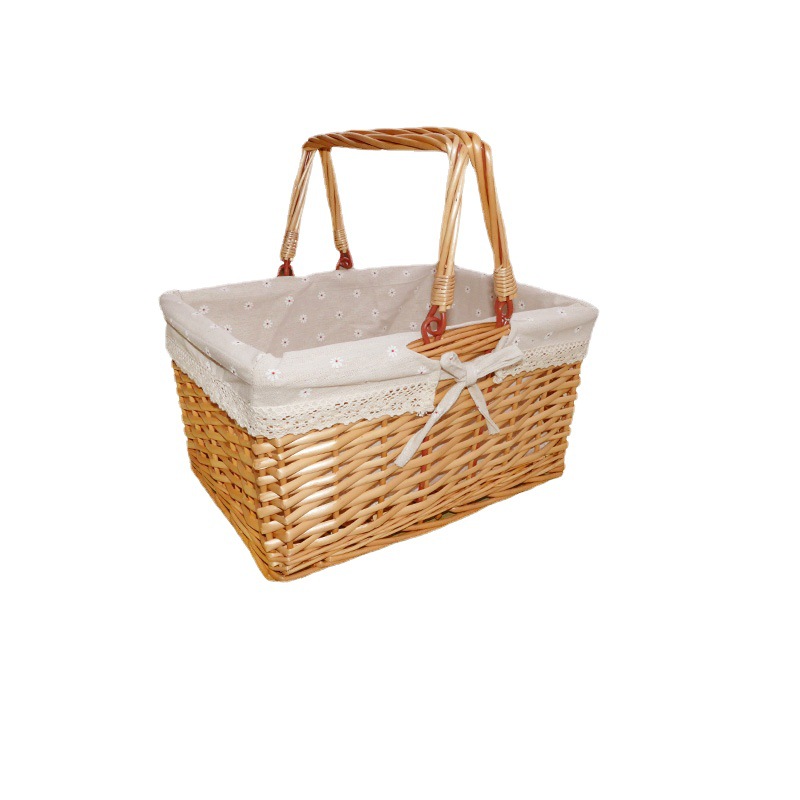 Cesta de picnic de mimbre tejida ins cesta de mano cesta de almacenamiento de ratán cesta de frutas de regalo cesta de almacenamiento de compras tejida