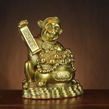 黄铜聚宝盆猴 生肖猴 金猴献宝家居店铺摆件厂家批发 铜猴子