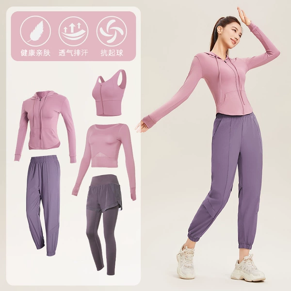 [Long sleeve] light purple+gray purple five -piece set TC31648