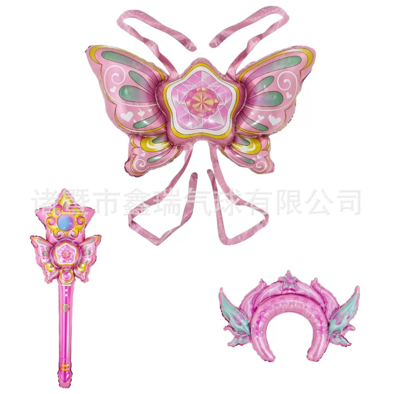 小仙女蝴蝶翅膀铝膜气球魔法手持棒儿童生日拍照道具夜市摆摊批发