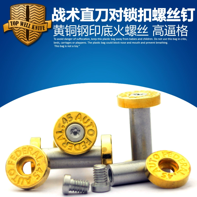 Латунные нижние огненные винты, винты с заклепками с ручкой, пряжка с замком из нержавеющей стали, прямой инструмент для крепления ножа, сделай сам