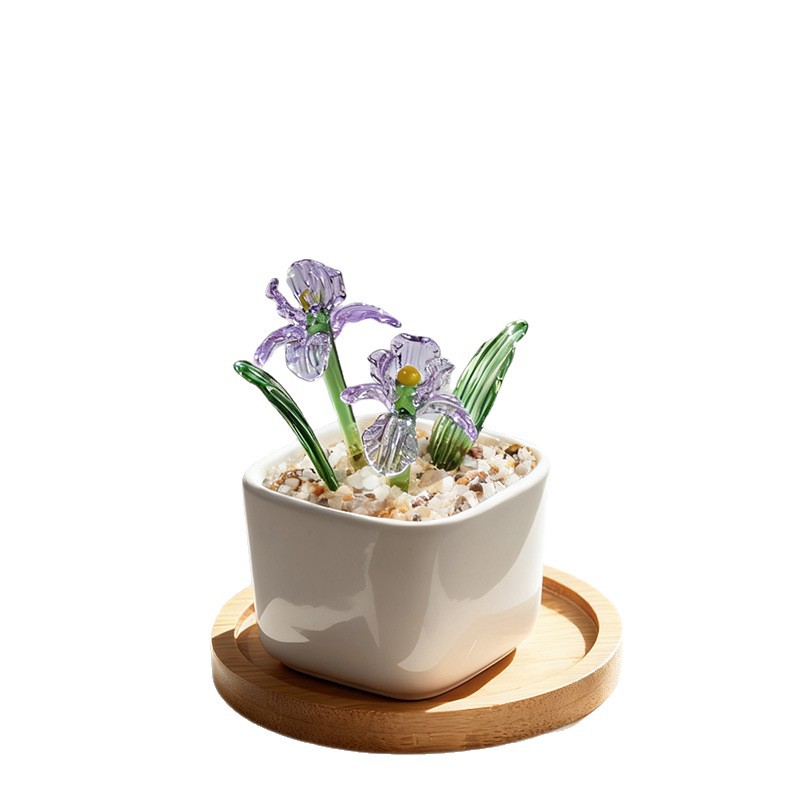 Zibo vidrio artesanía ornamentos maceta de vidrio verde flores regalos de diciembre decoración de oficina image 6