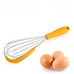 Silicone Whisk with Scraper, Stainless Steel Cream Egg Whisk, Manual Whisk Baking Tool