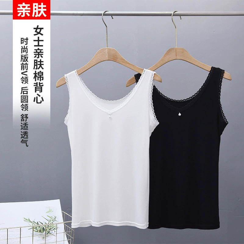 Новая модная универсальная женская майка из ребристого хлопка с жемчугом, кружевная, сексуальная, базовая одежда, верхняя одежда для женщин 2025 года