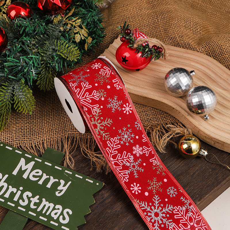 Ribbon 6.3cm Multi-Colored Linen Ribbon Christmas Party Atmosphere Decoration Supplies Christmas Tree Bow