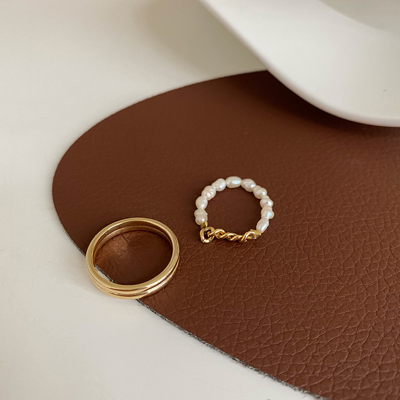 Set anelli di coppia con perla acqua dolce catena zircone donna_voghion.com