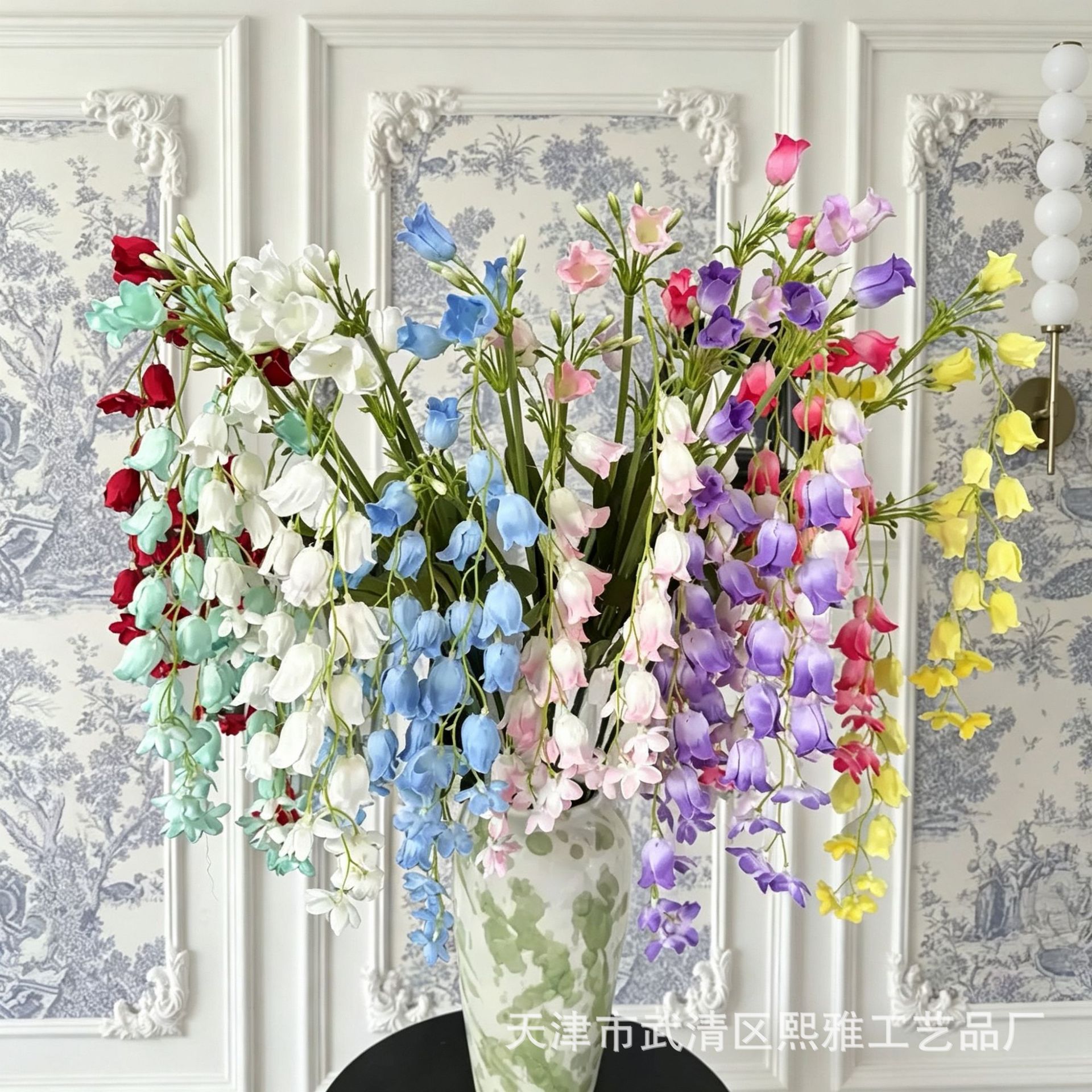 걸린 종, 모조 풍경, 결혼식 연회장 꽃 벽 장식, 꽃꽂이, 가짜 꽃, 호텔 도로 가이드 세트, 실크 꽃