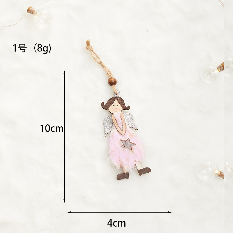 Angel rosa chica de madera Navidad colgante decoración de Navidad colgante hombre viejo muñeco de nieve decoración de alce