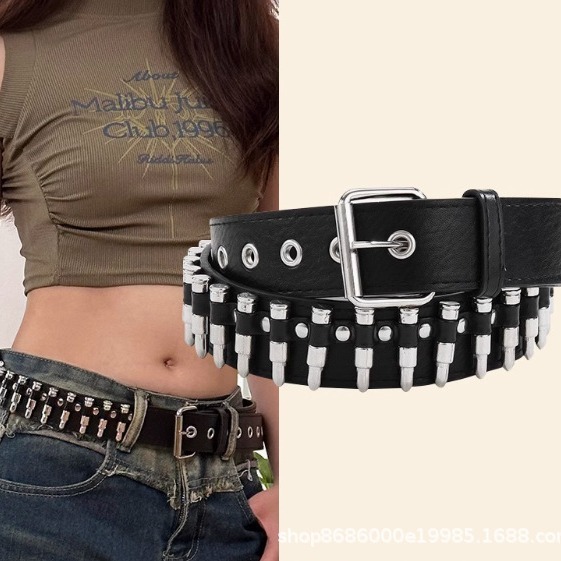 Ins Original Niche Punk y2k Rivet Bullet Belt Zuo Yuanjie Same Style Street Jeans All-match Belt