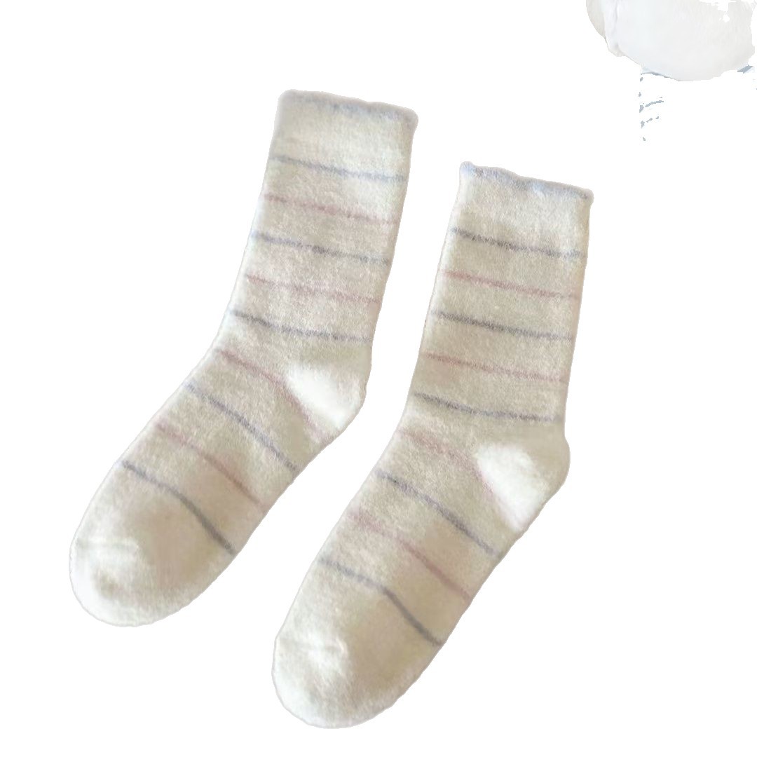 Calentamiento de dibujos animados en el hogar visón calentamiento calentamiento calcetines de invierno y otoño suelo de lana gruesa calcetines gruesas para dormir